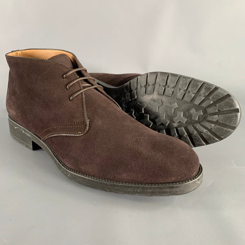 BALLY Size 9.5 Robik Brown Suede Leather Chukka Lace-Up Boots