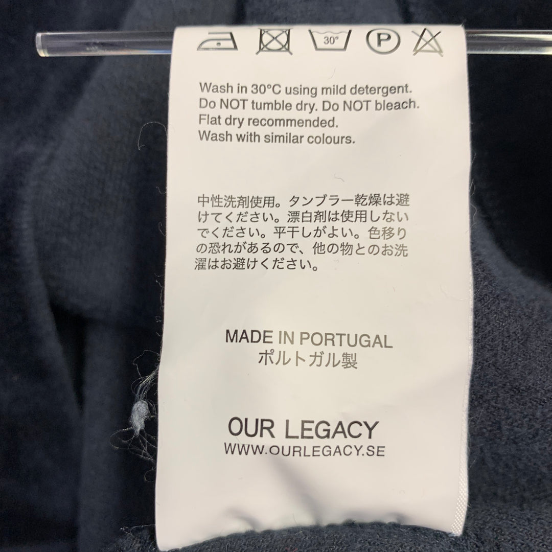 OUR LEGACY Size 42 Navy Velour Cotton Blend Crew Neck Pullover