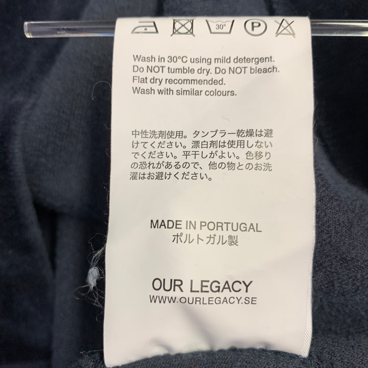 OUR LEGACY Size 42 Navy Velour Cotton Blend Crew Neck Pullover