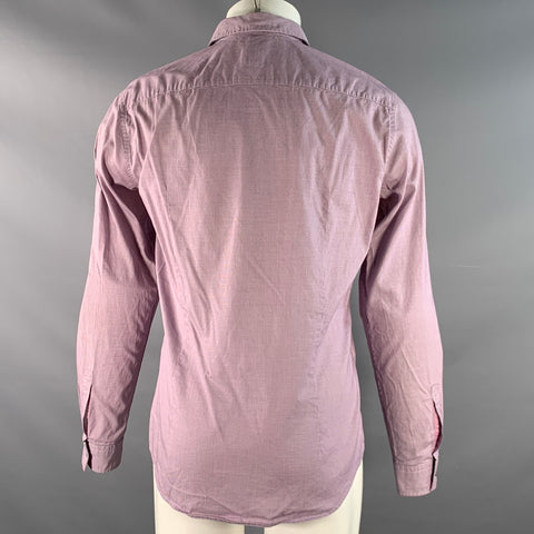 HUGO BOSS Size M Pink Blue & White Houndstooth Cotton Long Sleeve Shirt