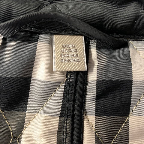 BURBERRY Size 6 Black Bronze Polyester Quilted Double Breasted Coat