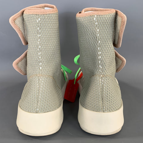 OFF WHITE Size 8 Green Woven Fabric Lace Up Boots