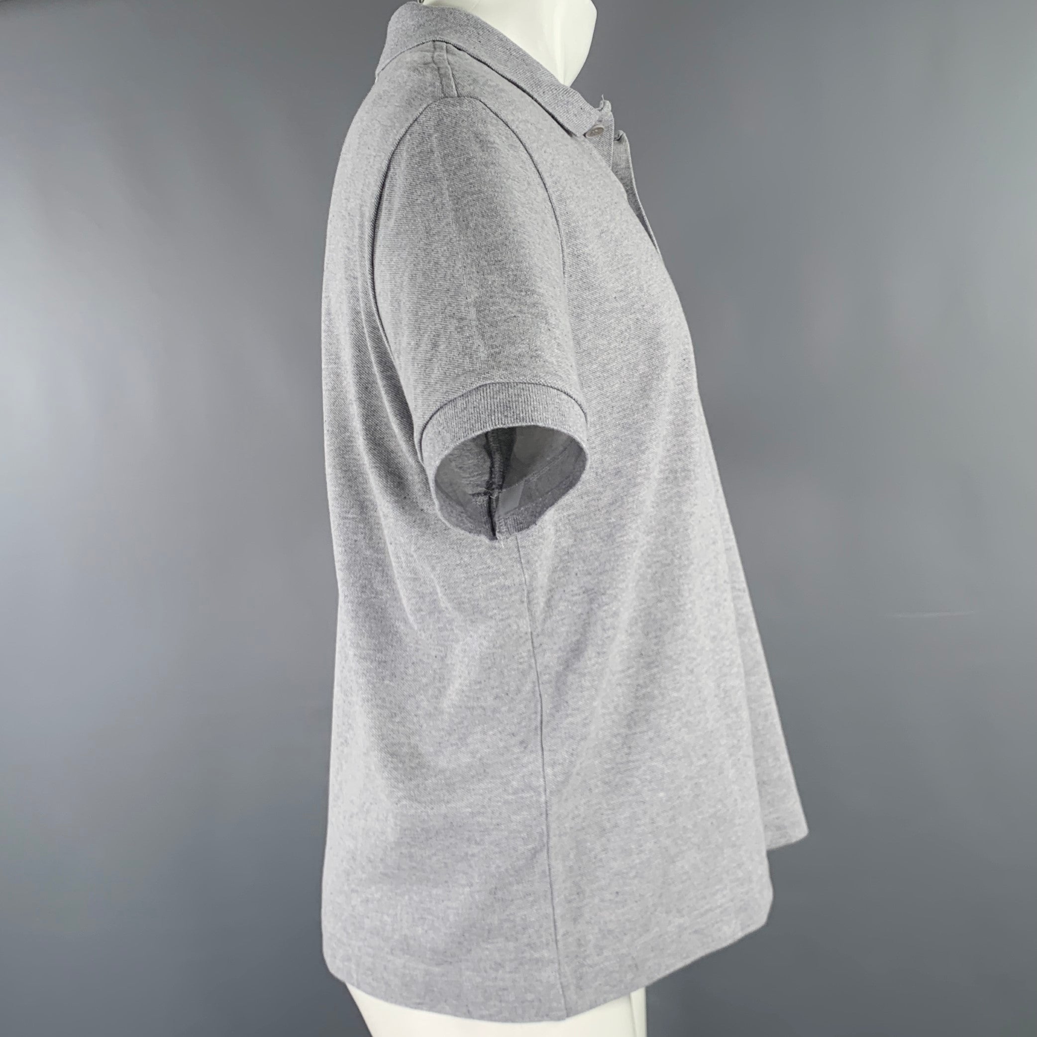 LACOSTE Size M Grey Cotton Loose Fit Large Patch Polo – Sui