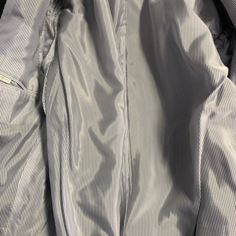 BAND OF OUTSIDERS Smoking croisé en laine à rayures bleu marine et noires, taille 38, revers châle