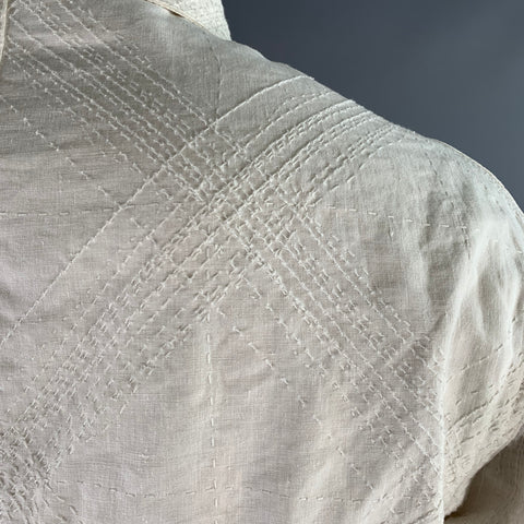 VISVIM Size L Ivory Stitched Linen Patch Pockets Jacket