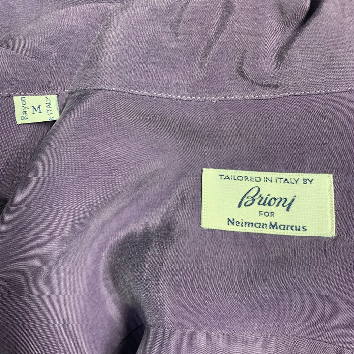 BRIONI Size M Purple Rayon Button Up Short Sleeve Shirt