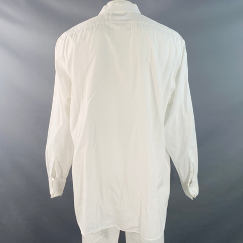 SAKS FIFTH AVENUE Chemise à manches longues, coupe cintrée, en coton blanc, col étalé, Taille XXXL