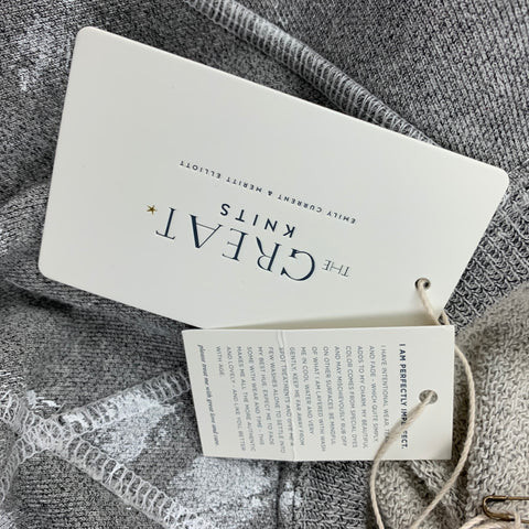 THE GREAT Taille 2 Pull à col rond en coton et polyester gris blanc