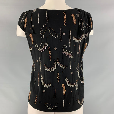 DRIES VAN NOTEN Taille 2 Haut sans manches perlé noir