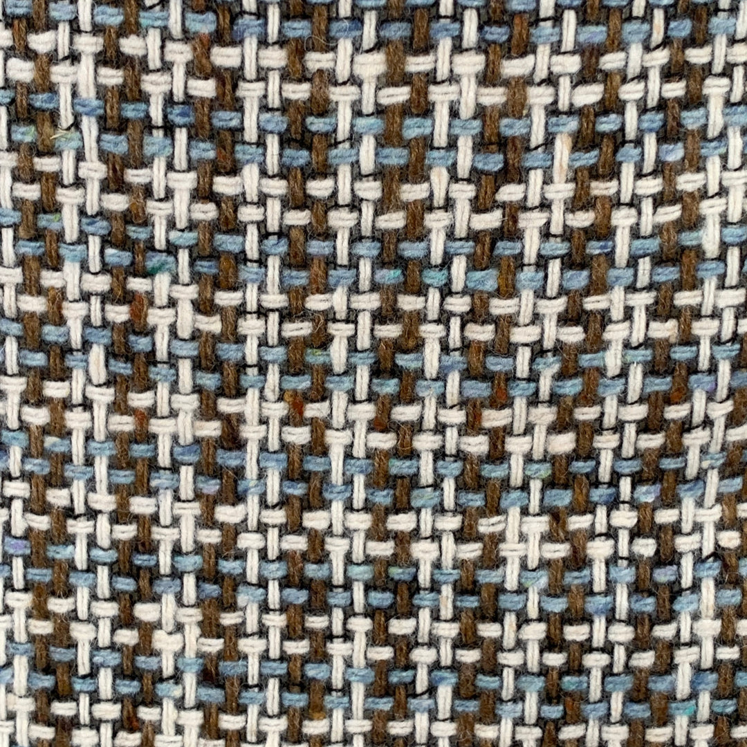 MOSCHINO Size 8 Brown Blue Cream Wool Woven Pencil Below Knee Scallop Hem Skirt