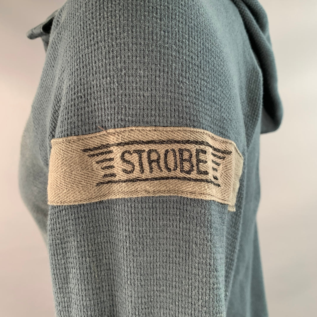 NICE COLLECTIVE Size M Green Waffle Knit Cotton Hoodie Sweatshirt