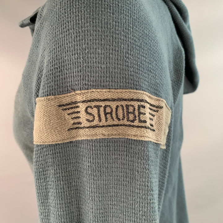 NICE COLLECTIVE Size M Green Waffle Knit Cotton Hoodie Sweatshirt