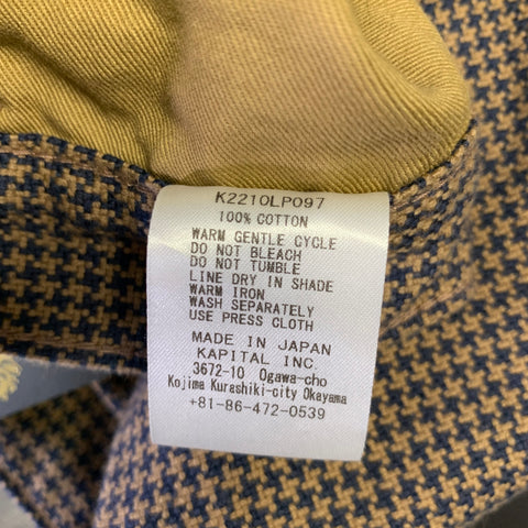 KAPITAL Size 31 Brown Navy Houndstooth Cotton Pants