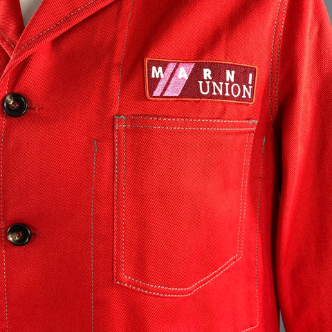 MARNI Size 40 Red Cotton Peak Lapel Jacket