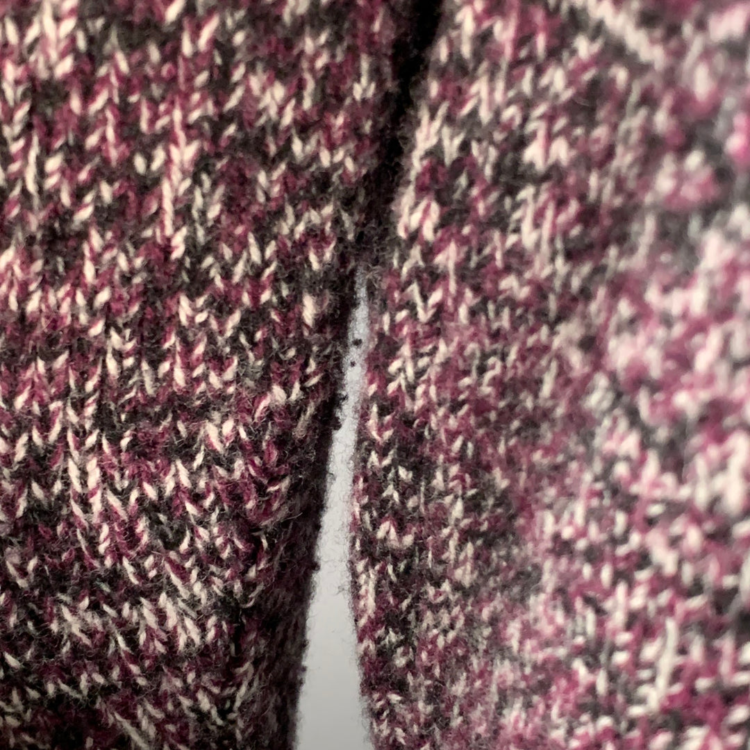 JIL SANDER Size XL Purple Black White Wool Melange Boxy Sweater