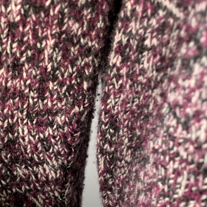 JIL SANDER Size XL Purple Black White Wool Melange Boxy Sweater