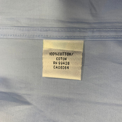 BUGATCHI Size L Light Blue Cotton Snake Collar Long Sleeve Shirt
