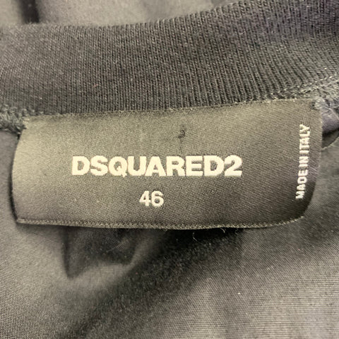 DSQUARED2 Size L Black White Logo Shirt Sleeves Pullover
