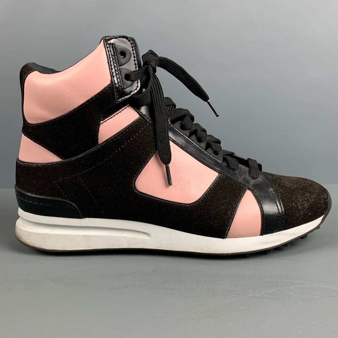 3.1 PHILLIP LIM Talla 9.5 Zapatillas altas con bloques de color de cuero negro y rosa
