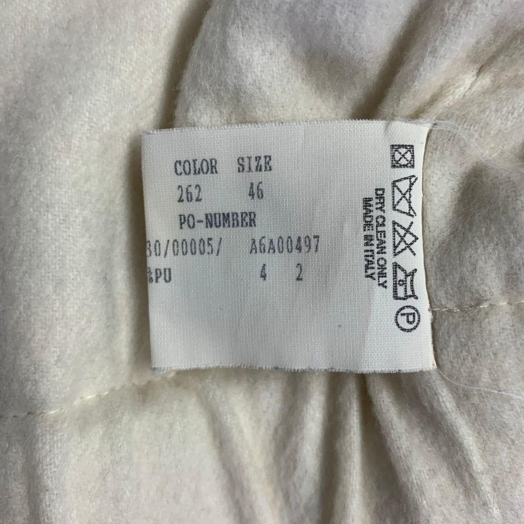 AGNONA Size 10 Cream Polyester Removable Fur Collar Zip Up Jacket