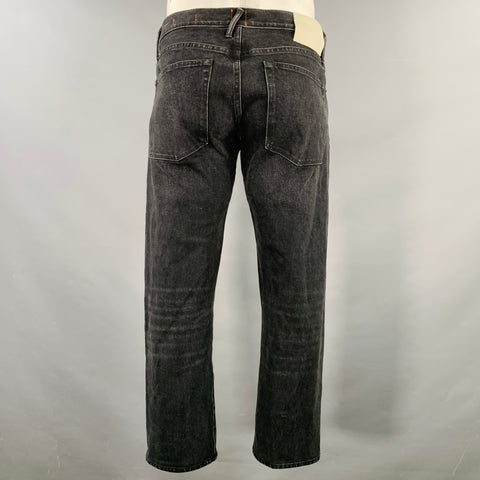 HIROSHI KATO Size 34 The Pen Black Wash Cotton Blend Straight Five Pockets Jeans
