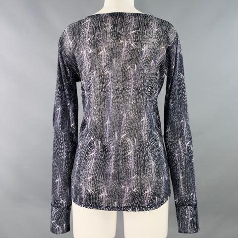 ISABEL MARANT Size M Black Purple Feathers Scoop Neck Casual Top