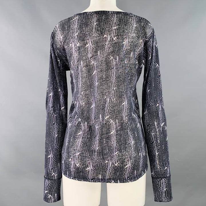 ISABEL MARANT Size M Black Purple Feathers Scoop Neck Casual Top