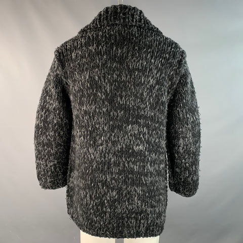 YOHJI YAMAMOTO Size M Black Grey Knitted Wool Blend Chunky Jacket