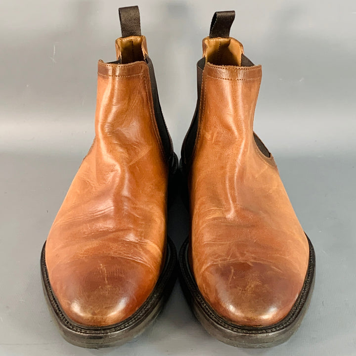ANTONIO MAURIZI Size 13 Brown Leather Ankle Chelsea Boots