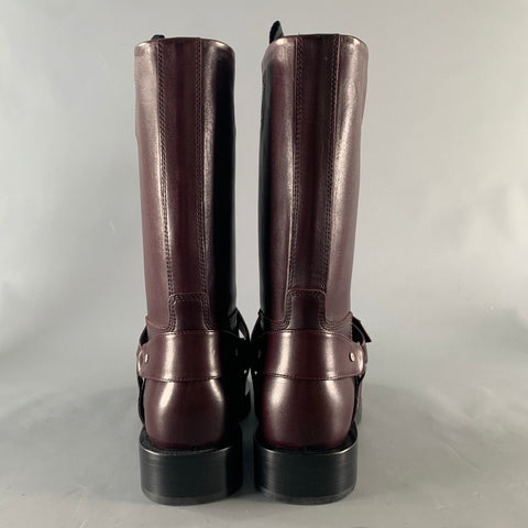 BURBERRY Size 8 Burgundy Leather Pull On Boots