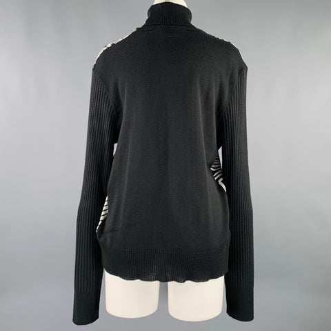 VERSACE JEANS Size M Black White Swirls Virgin Wool Blend Pullover