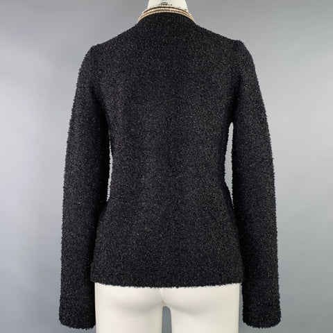 SELF-PORTRAIT Size S Black Silver White Polyamide Blend Knit Cardigan