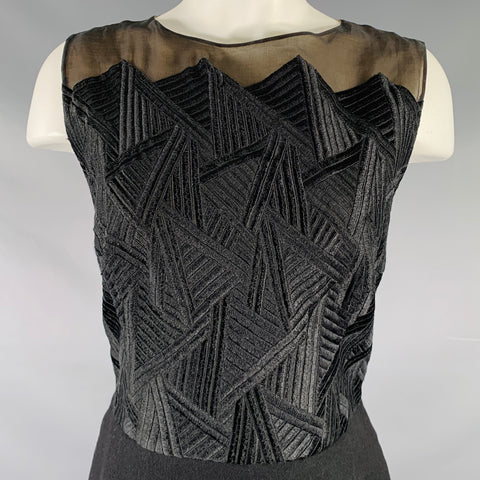 AKRIS Size 8 Black Silk Cashmere Sleeveless Below Knee Dress
