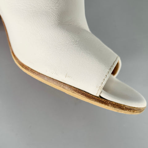 MAISON MARTIN MARGIELA Size 7 White Leather Peep Toe Boots
