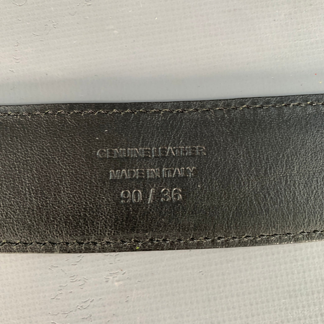 TOM FORD Size 36 Black Silver Pebble Grain Leather Belt