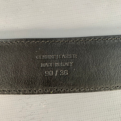 Ceinture TOM FORD en cuir grainé noir et argent, taille 36