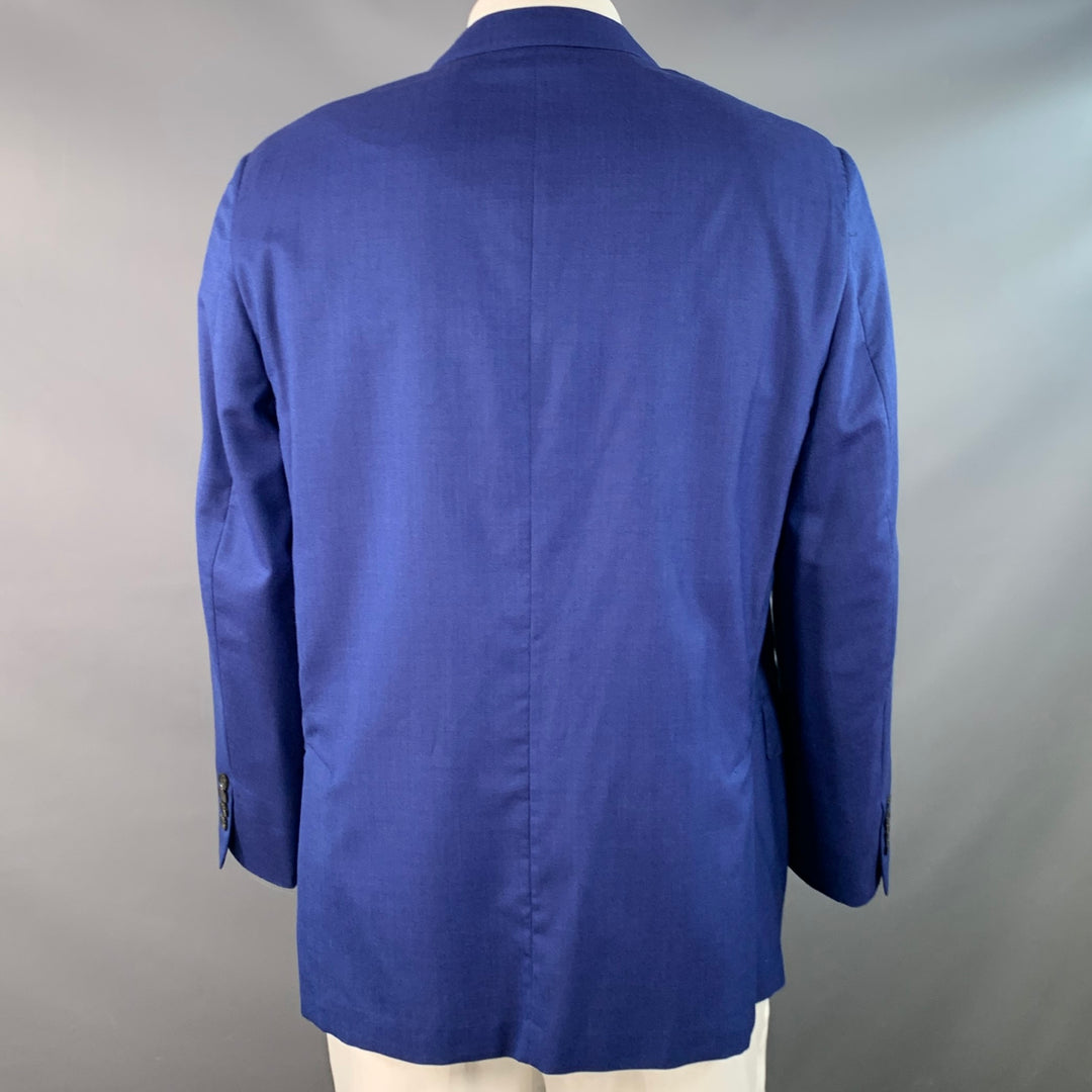 HICKEY FREEMAN Size 44 Regular Blue Wool Silk Notch Lapel Sport Coat