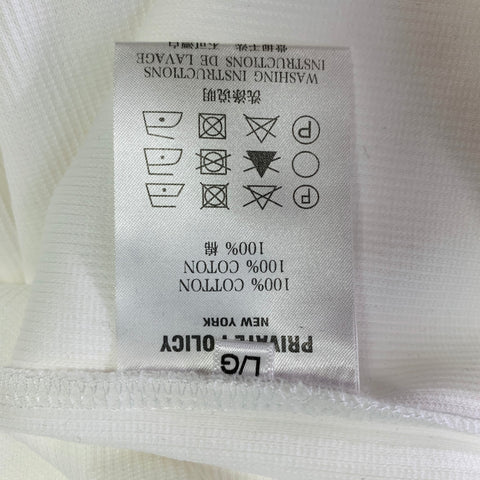 PRIVATE POLICY Size L Ball Chain White Cotton Blend Ribbed Tank Casual Top