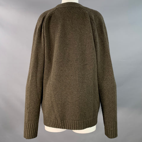 STUDIO NICHOLSON Size S Sen Brown Knit Lambswool Oversized Cardigan
