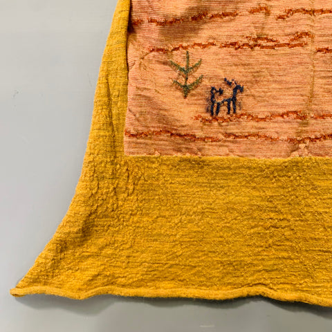 KAPITAL Orange Multi Color Trees Squares Oversized Wool Scarf
