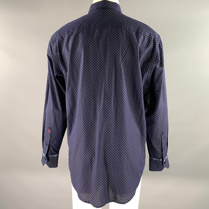 ROBERT GRAHAM Size XL Navy Blue Embroidery Cotton Long Sleeve Shirt