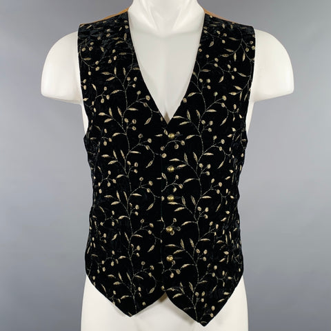 FAVOURBROOK Size M Black Copper Embroidery Rayon Cotton Vest