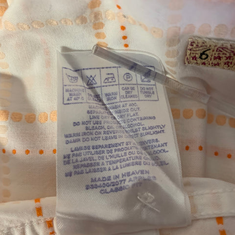 TED BAKER Size L Cream Orange Tartan Cotton Cutaway Short Sleeve Shirt