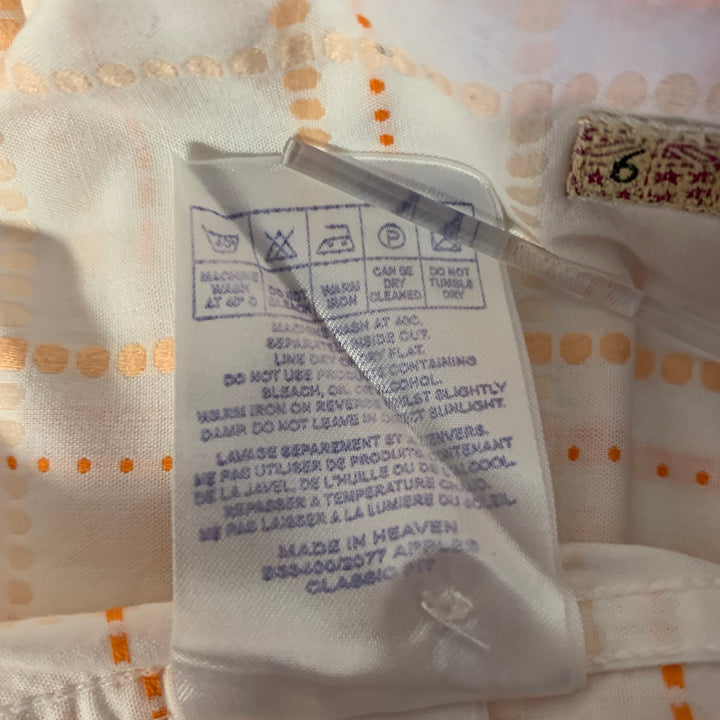 TED BAKER Size L Cream Orange Tartan Cotton Cutaway Short Sleeve Shirt