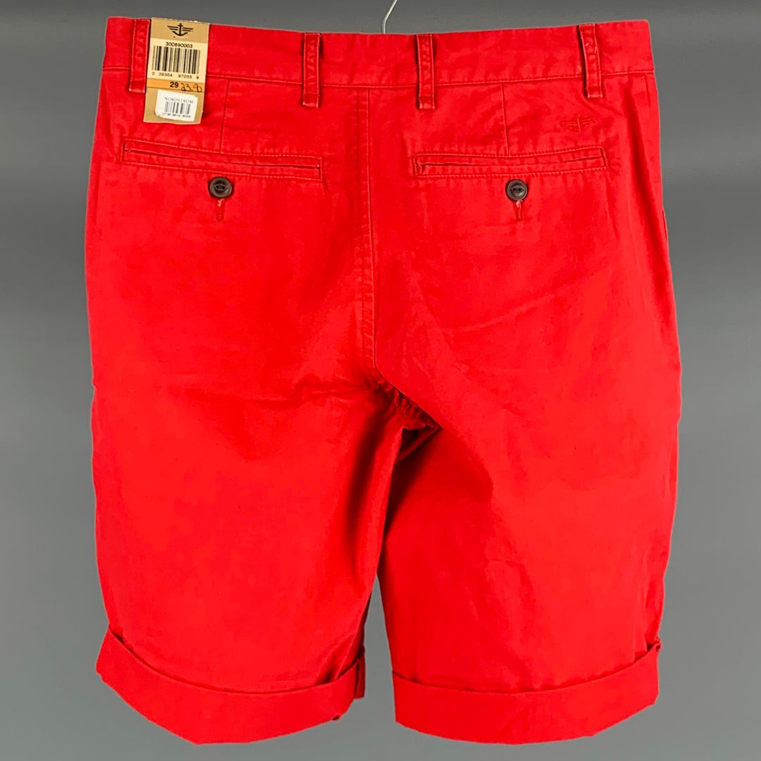DOCKERS Size 29 Red Cotton Cuffed Shorts