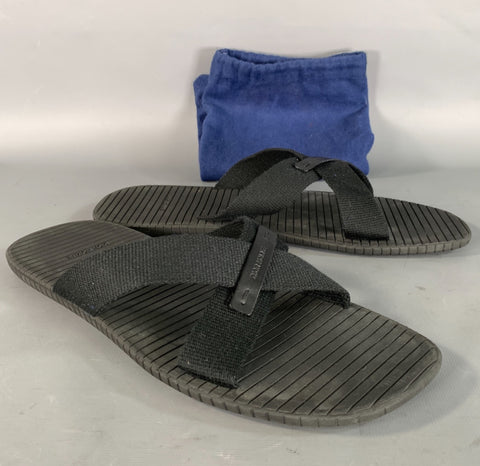 DIOR HOMME Size 10 Black Mixed Fabrics Rubber Canvas Straps Sandals
