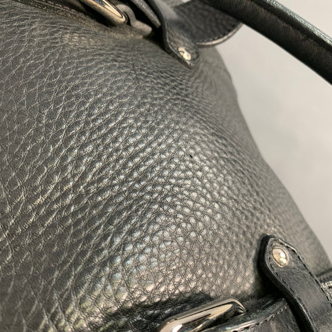 LONGCHAMP x KATE MOSS Black Silver Leather Top Handles Handbag