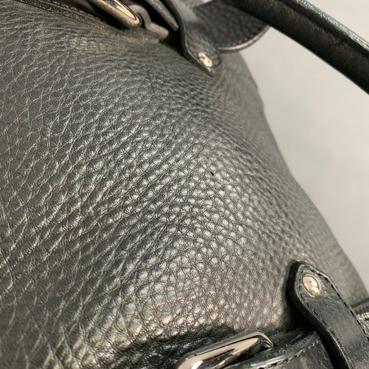 LONGCHAMP x KATE MOSS Black Silver Leather Top Handles Handbag