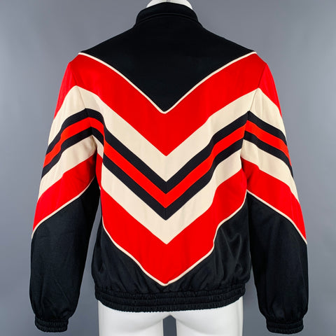 GUCCI  2019 Size S Black Red Embroidery Polyester Cotton Zip Up Jacket