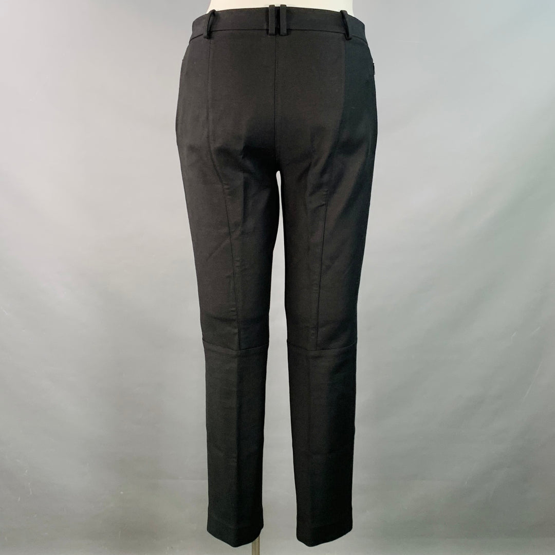 THE ROW Size 12 Black Cotton Blend Twill Ankle Zips Tapered Dress Pants